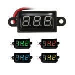 Digital voltmeter with blue LEDs, 3.5 - 30 V, small, black case, 3-digit and 2-wire, waterproof